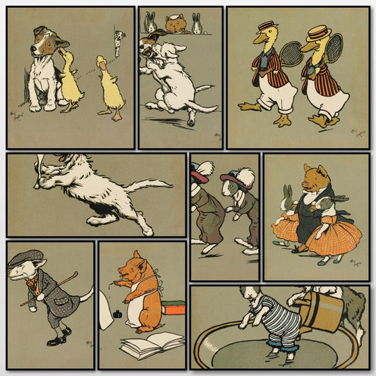 Merry Party 1913 - Cecil Aldin - 28 Public Domain Images | A snapshot of some of the images