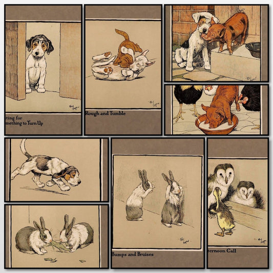 Happy Family 1912 - Cecil Aldin - 30 Public Domain Images | A snapshot of some of the images