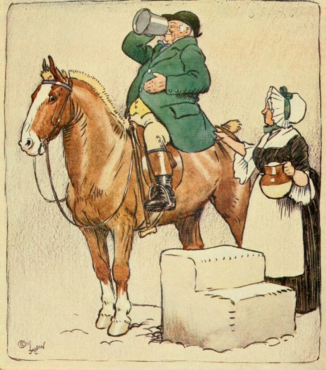 Jorrocks on Unting 1901 - Cecil Aldin - Public Domain Images | Dimensions 1588 x 1804