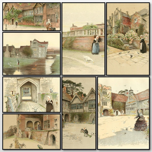 Old Manor Houses (1920) - Cecil Aldin - Public Domain Images | A snapshot of some of the images