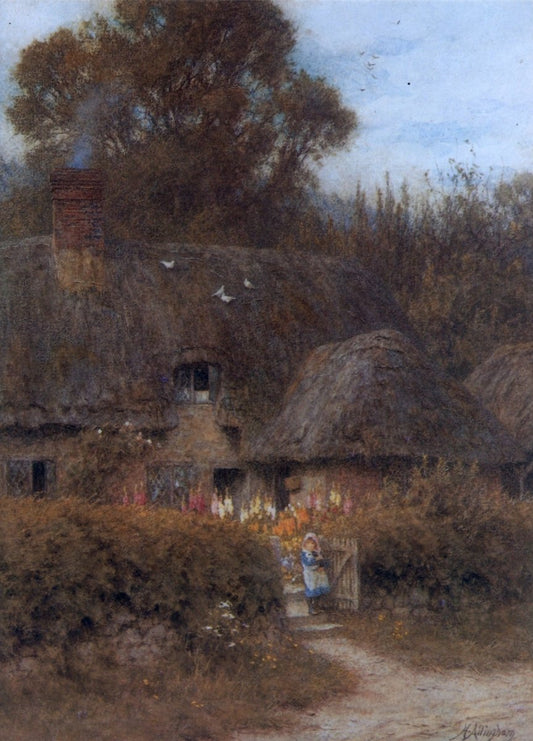 Helen Allingham (1848-1926) - At the Cottage Gate | Dimensions 3870 x 5380 pixels