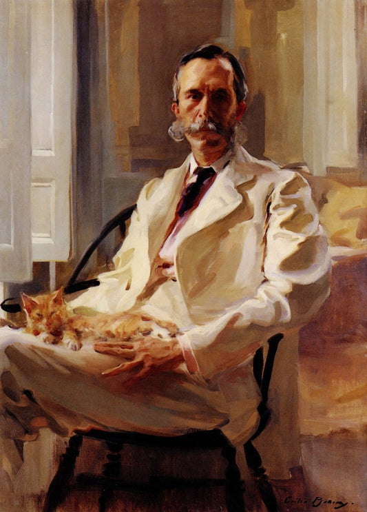 Cecilia Beaux - Man with the Cat, Henry Sturgis Drinker 1898 | Dimensions 3720 x 5184 pixels