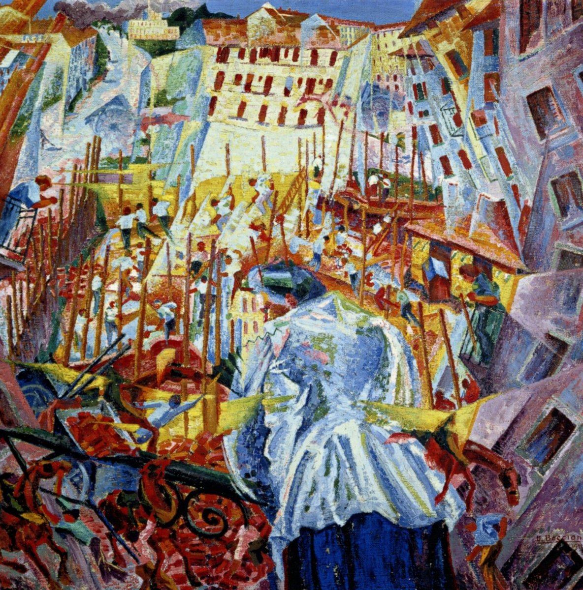 Umberto Boccioni - The Street Enters the House 1911 | Dimension 4050 x 4104 pixels