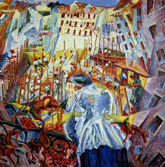 Umberto Boccioni - The Street Enters the House 1911 | Dimension 4050 x 4104 pixels