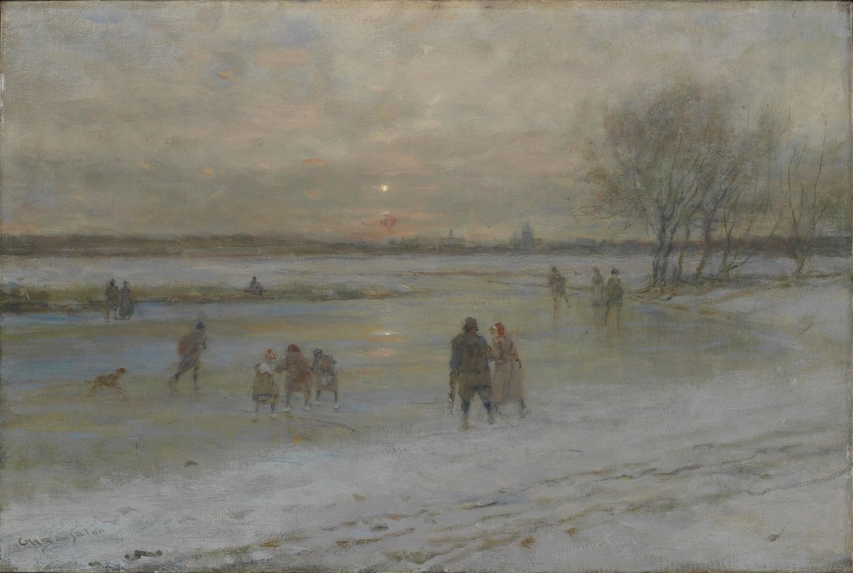 George H. Boughton - Winter Scene in Holland c. 1903 | Dimensions 5505 x 3696
