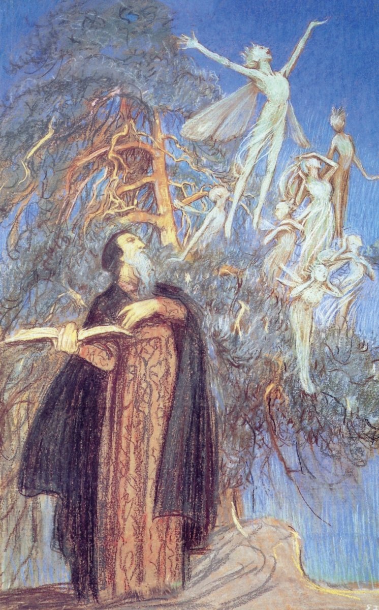 Eleanor Fortescue-Brickdale (1872-1945) - Prospero & Ariel | Dimensions 3933 x 6327 pixels