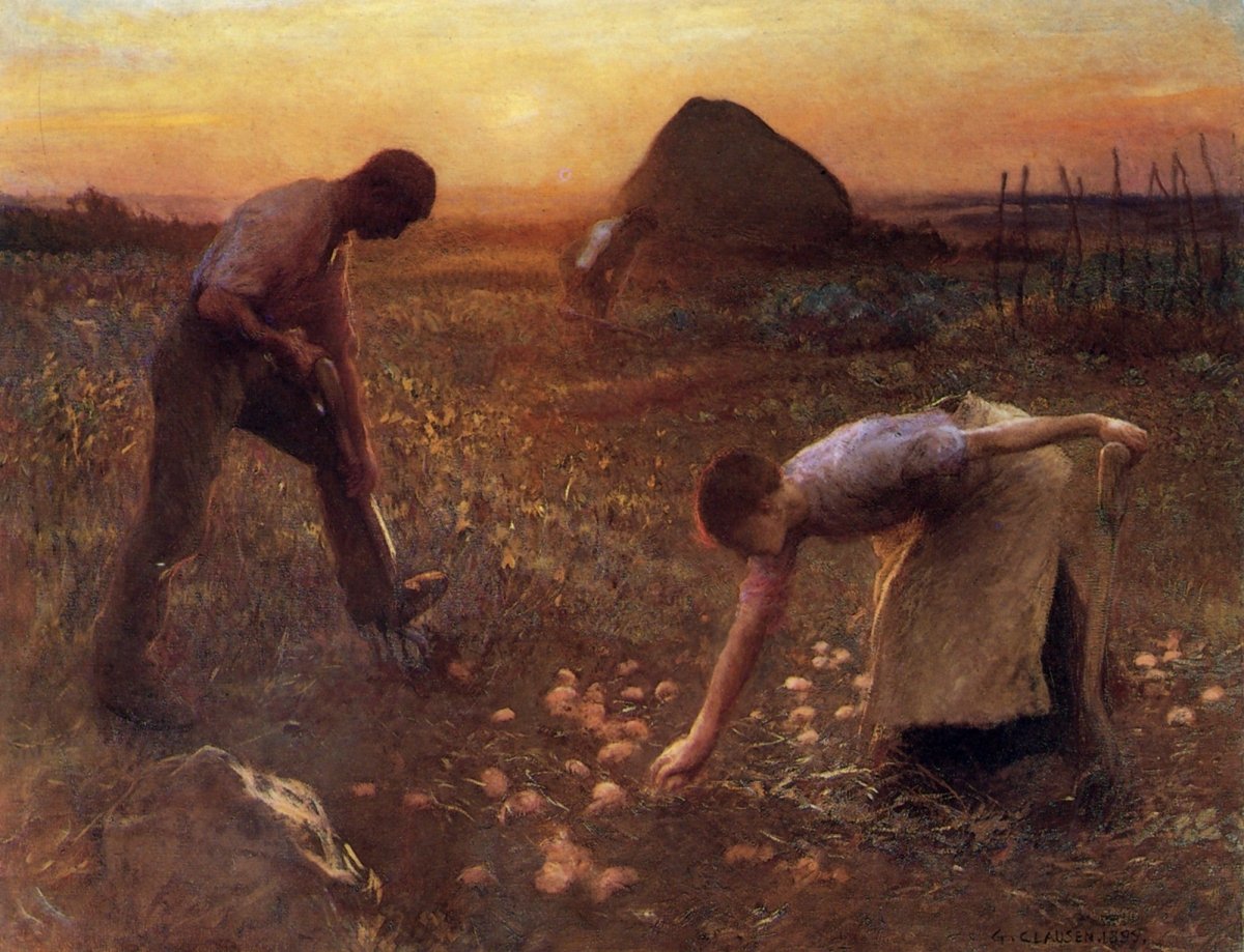 George Clausen (1852-1944) - The Allotment Garden | Dimensions 4396 x 3367 pixels