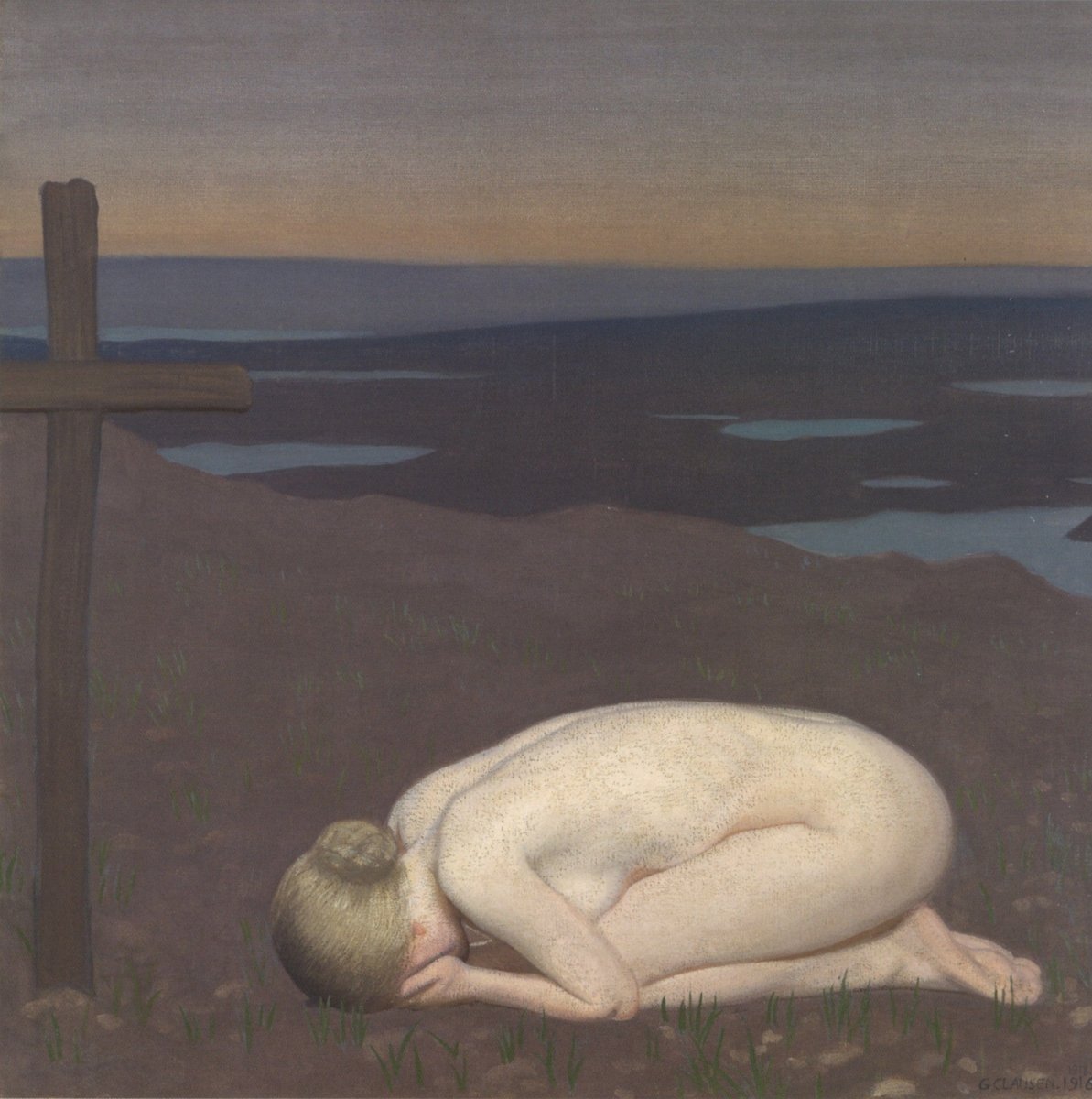 George Clausen (1852-1944) - Youth Mourning | Dimensions 4995 x 5022 pixels
