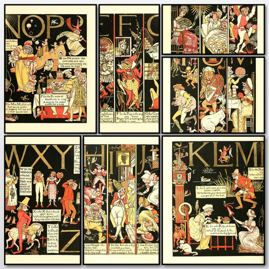 The Absurd ABC 1897 - Walter Crane - 9 images | A snapshot of some of the images