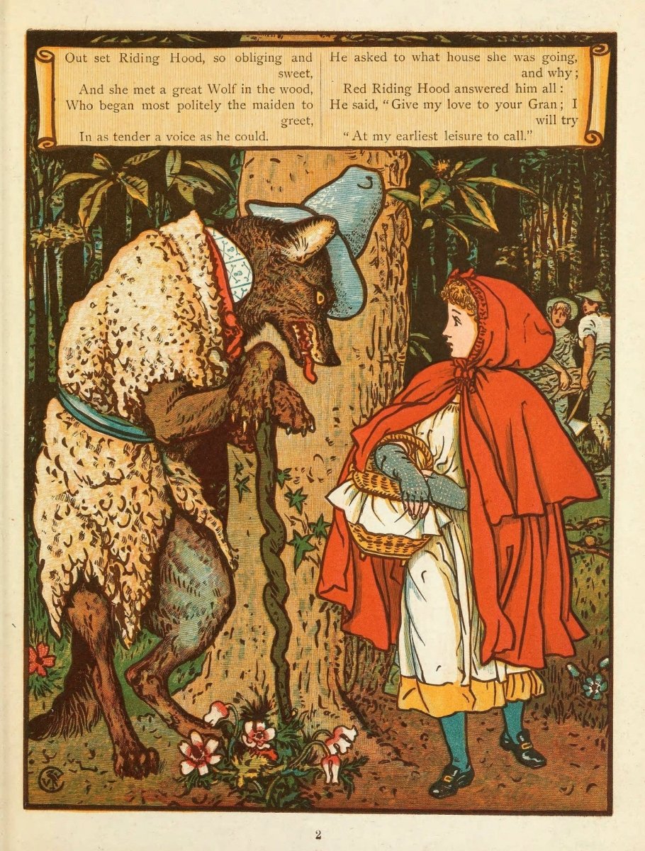 Little Red Riding Hood 1875 - Walter Crane - 9 images | Dimensions 3115 x 4109 pixels