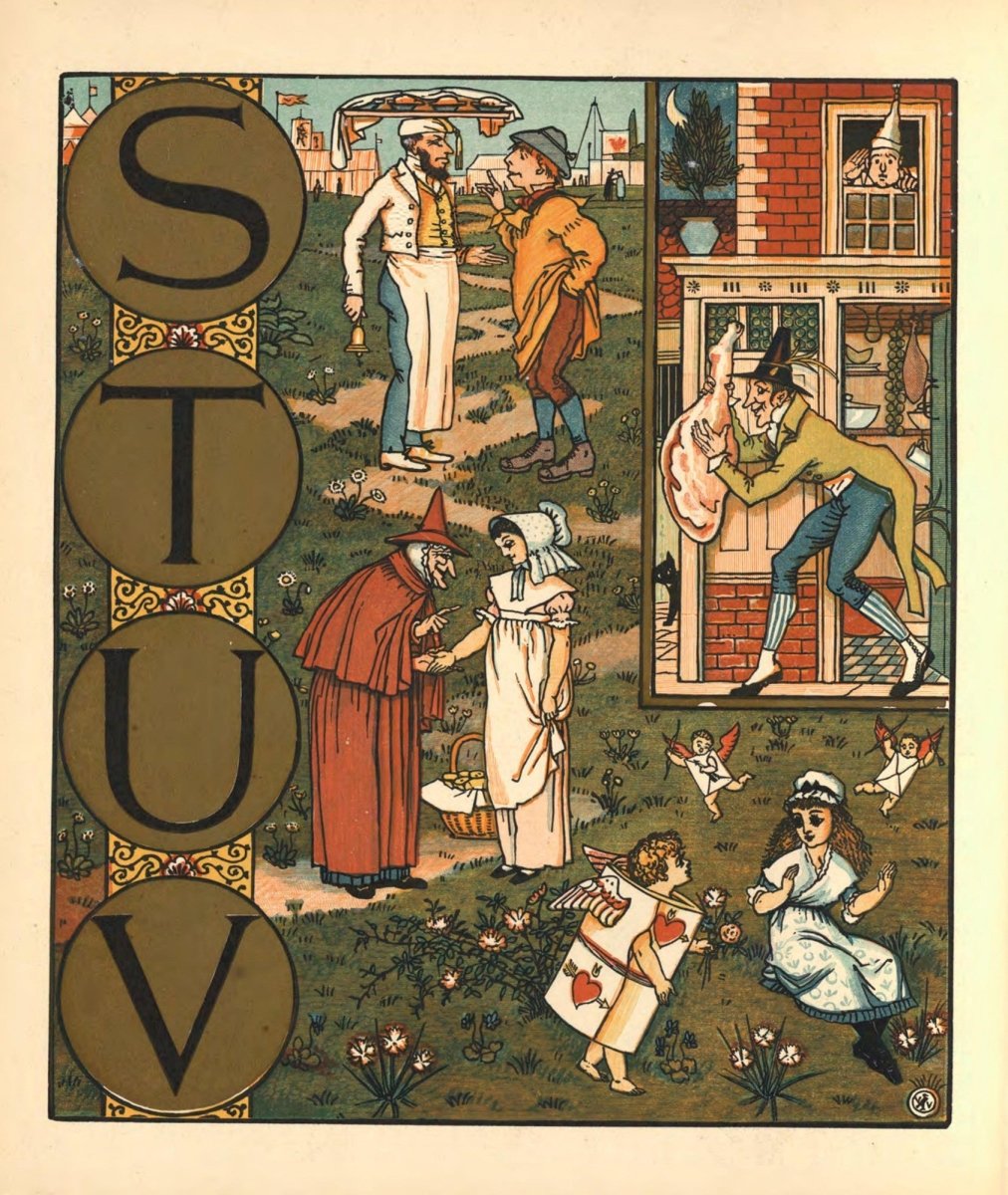 Alphabet of Old Friends 1874 - Walter Crane - 8 images | Dimensions 5184 x 6417 pixels