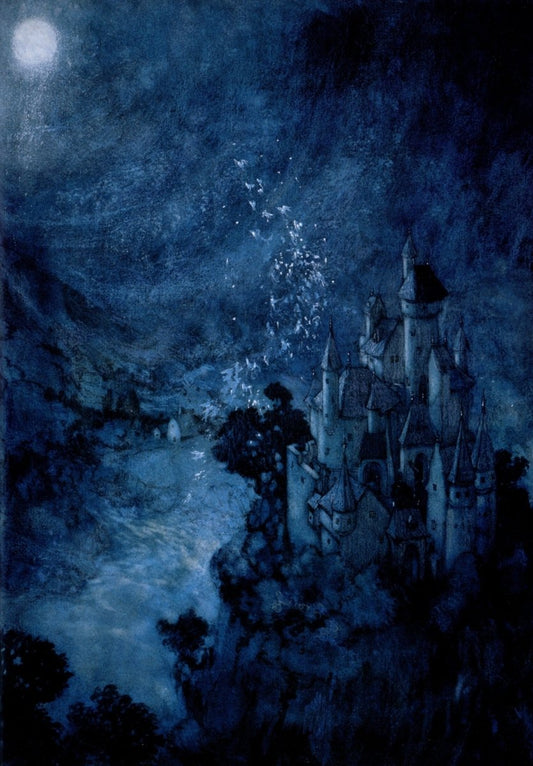 Edmund Dulac (1882-1953) - Nocturnal Spires | Dimensions 5555 x 7986 pixels