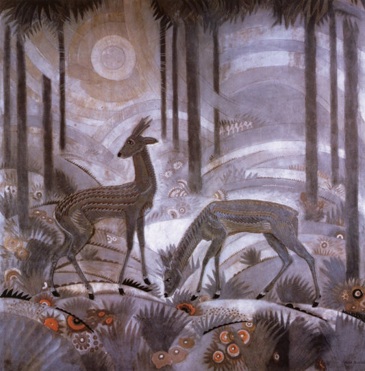 Jean Dunand (1877-1942) - Deer wood panel c.1929 | Dimensions 5509 x 5593 pixels