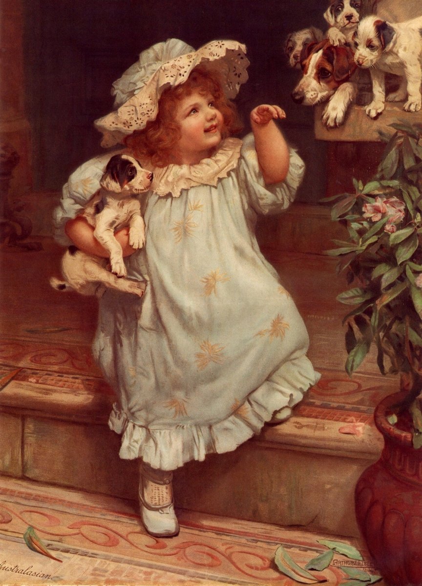 Arthur John Elsley - My Puppies 1894 | Dimensions 5860 x 8140 pixels