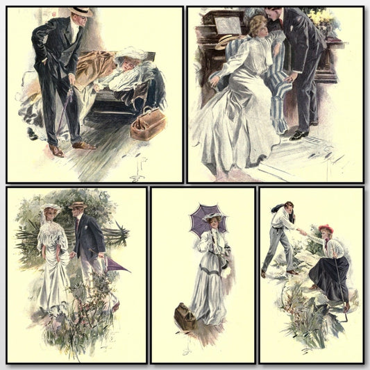 The Purple Parasol, 1907 - Harrison Fisher - 5 images | A snapshot of the images