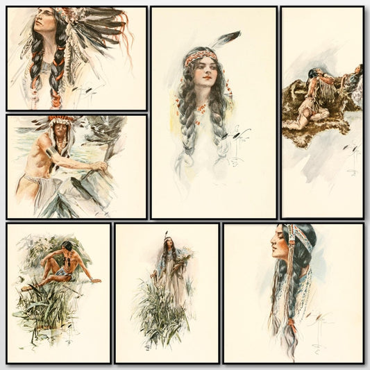 The Song of Hiawatha 1906 - Harrison Fisher - 16 images | A snapshot of some of the images