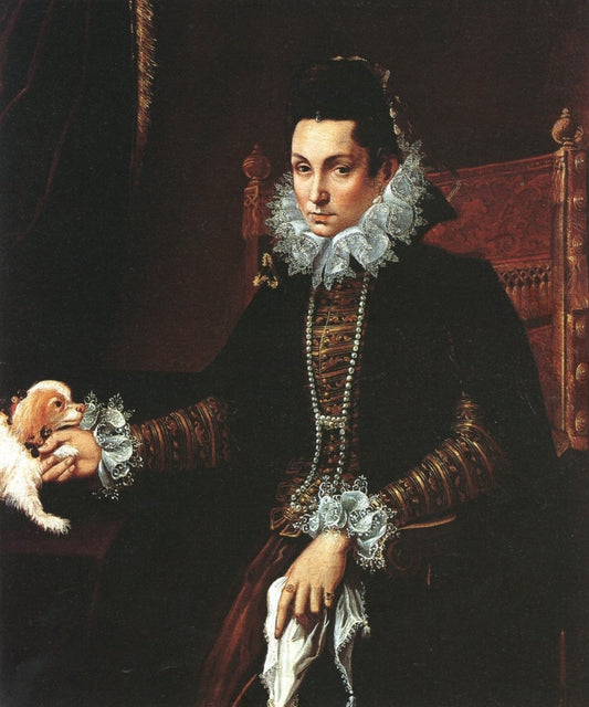 Lavinia Fontana - Portrait of a lady with a lapdog (1590s) | Dimensions 4600 x 5520 pixels