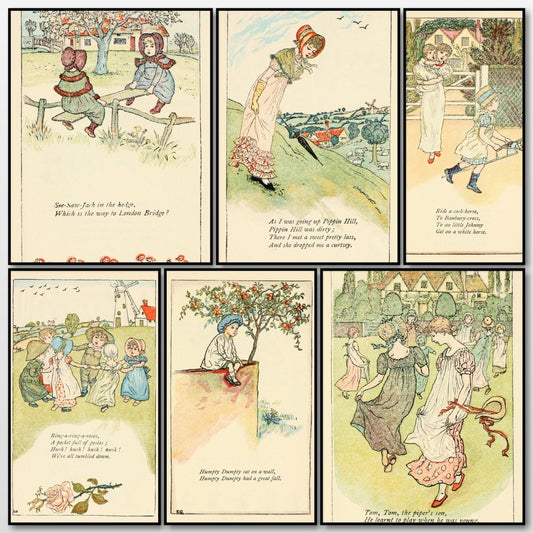 Mother Goose c.1881 - Kate Greenaway - 54 images | A snapshot of some of the images