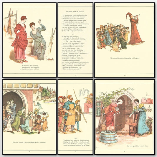 The Pied Piper of Hamelin 1880 - Kate Greenaway - 47 images | A snapshot of some of the images