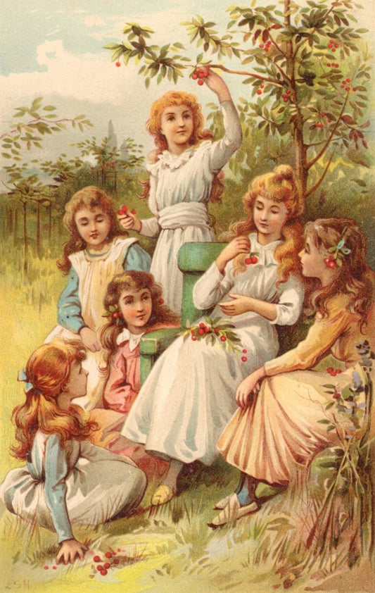 Evelyn Stuart Hardy (1865-1935), Children with Cherries 1898 | Dimensions 2758 x 4354 pixels