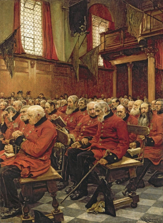 Hubert von Herkomer - Last Muster, Sunday at Royal Hospital | Dimensions 3997 x 5446 pixels