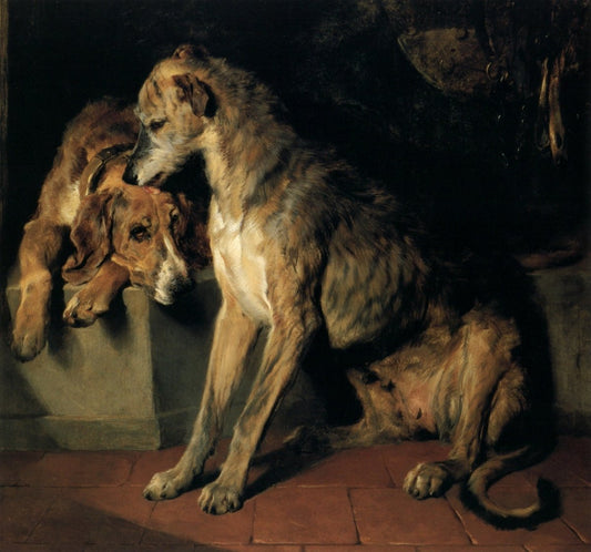 Edwin Landseer - Deerhound and Recumbent Hound (1839) | Dimensions 4504 x 4208 pixels