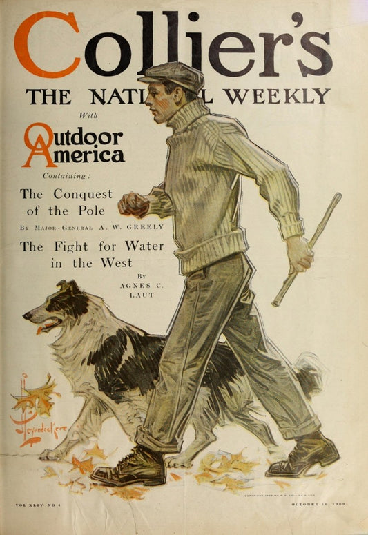 Joseph C. Leyendecker - Collier's 1909 - Man with dog cover | Dimensions 3440 x 5005 pixels