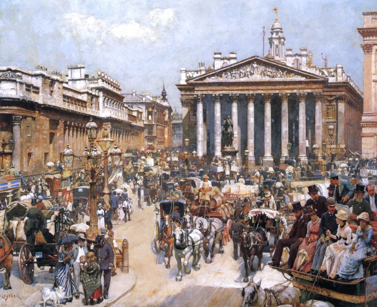 William Logsdail (1859-1944) - Bank & Royal Exchange 1887 | Dimensions 5173 x 4221 pixels