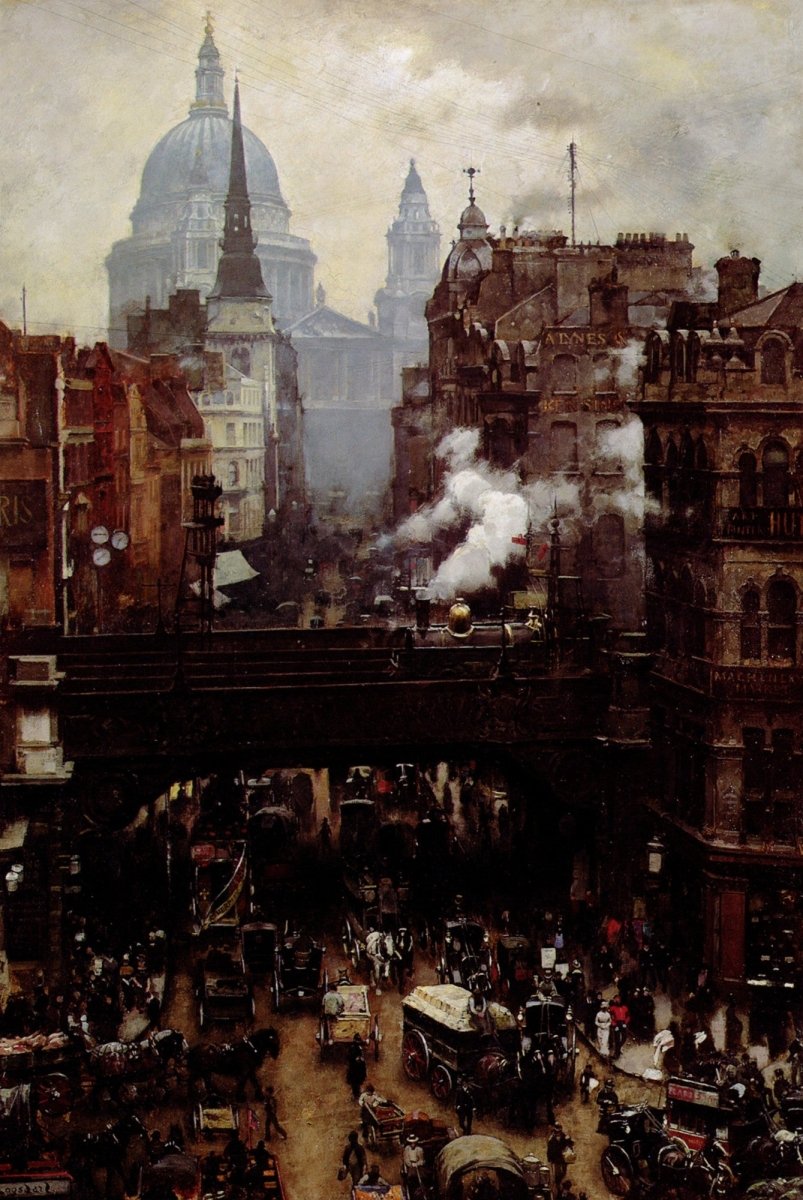 William Logsdail (1859-1944) - St Paul's and Ludgate Hill | Dimensions 4056 x 6056 pixels