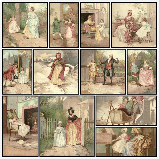 Children of Colonial Days c1894 - E. Percy Moran - 12 images | A snapshot of the 12 images