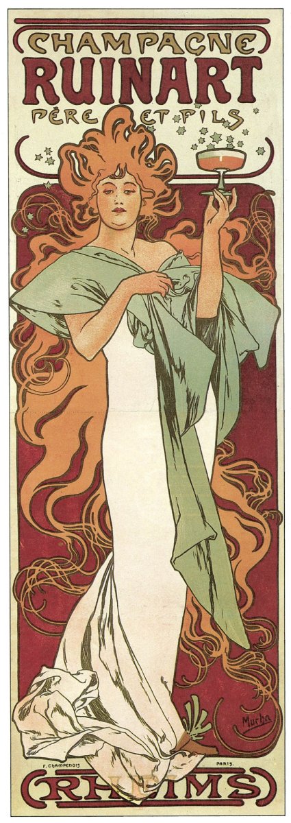 Alphonse Mucha (1860-1939) - Champagne Ruinart 1896 | Dimensions 4725 x 13341 pixels