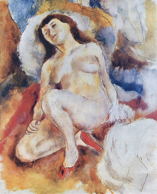 Jules Pascin - Nude with Red Sandals 1927 | Dimensions 4600 x 5680 pixels