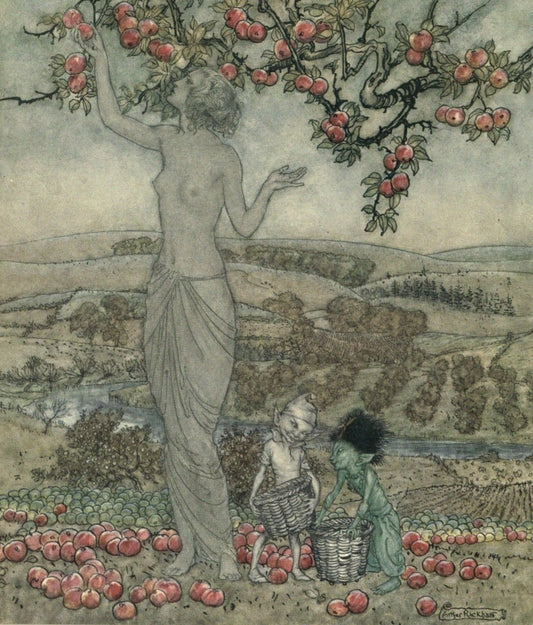 A Dish Full of Apples, 1921 - Arthur Rackham - 3 images | Dimensions 1920 x 2250 pixels