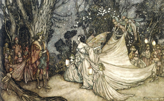 Arthur Rackham (1867-1939) - The Meeting of Oberon & Titania | Dimensions 5450 x 3390 pixels