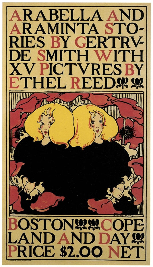 Ethel Reed (1874-1912) - Arabella and Araminta 1895 | Dimensions 4725 x 8232 pixels