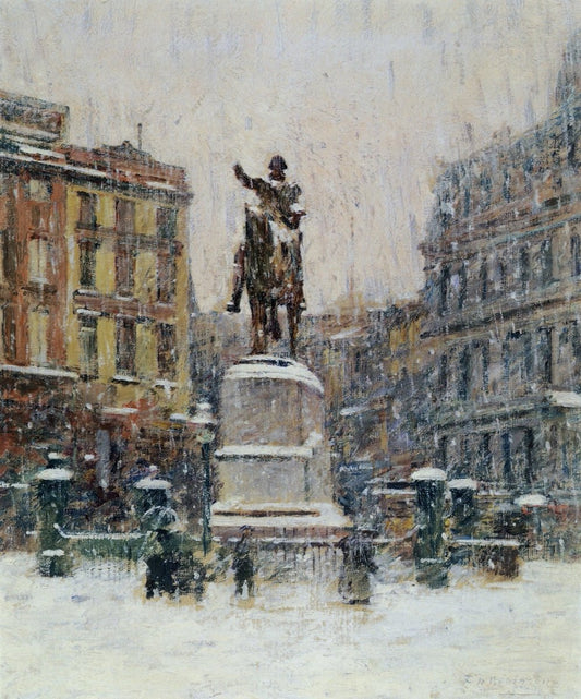 Theodore Robinson (1852-1896) - Union Square in Winter 1895 | Dimensions 5240 x 6300 pixels