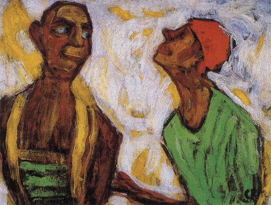 Christian Rohlfs - Conversation between two clowns 1912 | Dimensions 4711 x 3570 pixels