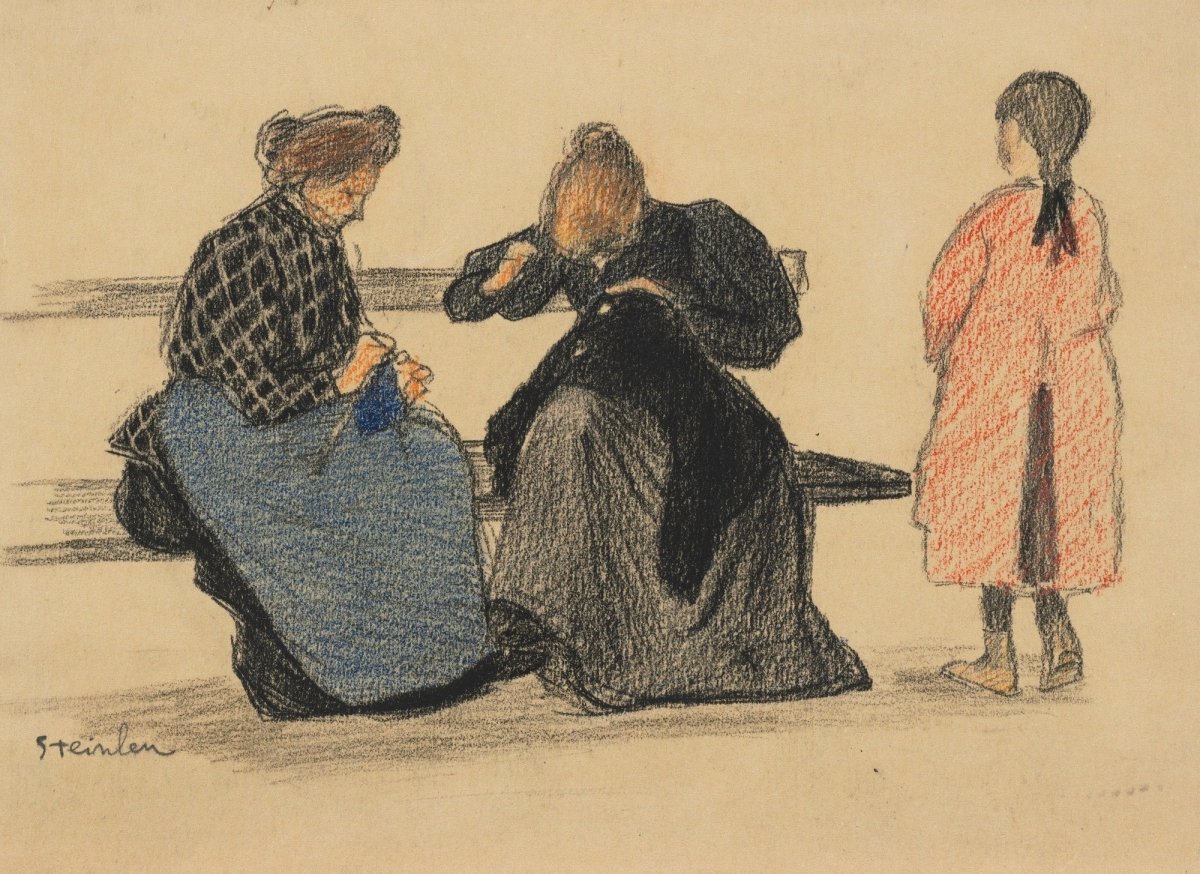 Théophile Steinlen - Three Figures 1900s | Dimensions 4470 x 3255 pixels