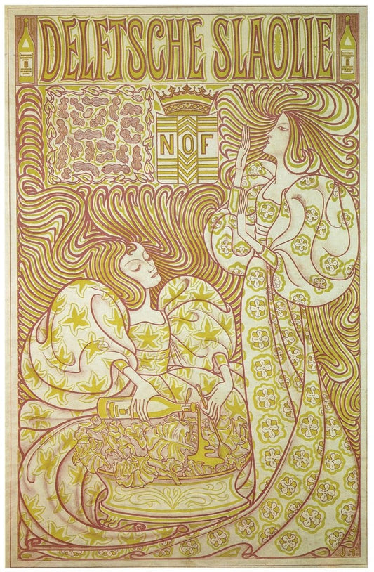 Jan Toorop (1858-1928) - Delftsche Slaolie 1894 | Dimensions 4725 x 7215 pixels