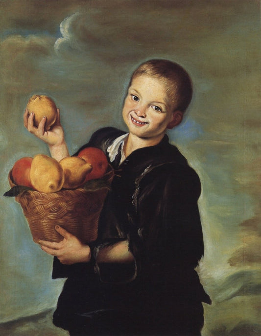 Pedro Nunez de Villavicencio - Boy with a Basket of Fruit | Dimensions 4296 x 5544 pixels