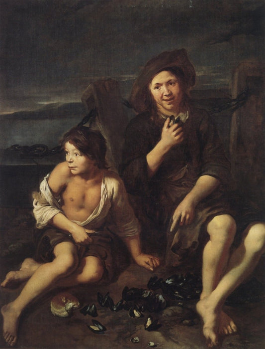 Pedro Nunez de Villavicencio - Two Boys eating Shellfish | Dimensions 4224 x 5544 pixels