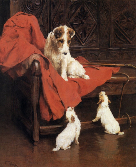 Arthur Wardle - Wire-haired Fox Terrier with Puppies | Dimensions 4081 x 5033 pixels