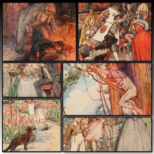 Lob Lie-by-the-Fire 1909 - Alice B. Woodward - 8 images | A snapshot of some of the images