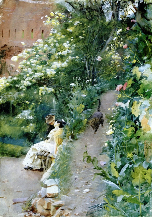 Anders Zorn (1860-1920) - In Alhambra Park 1887 | Dimensions 4608 x 5985 pixels