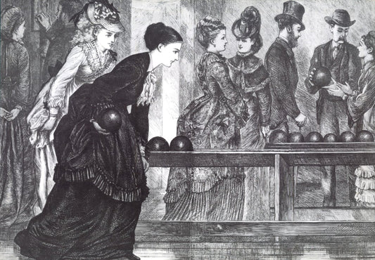 American Ten-pin Bowling Alley, Ladies' Game from 1872 | Dimensions 9072 x 6304 pixels