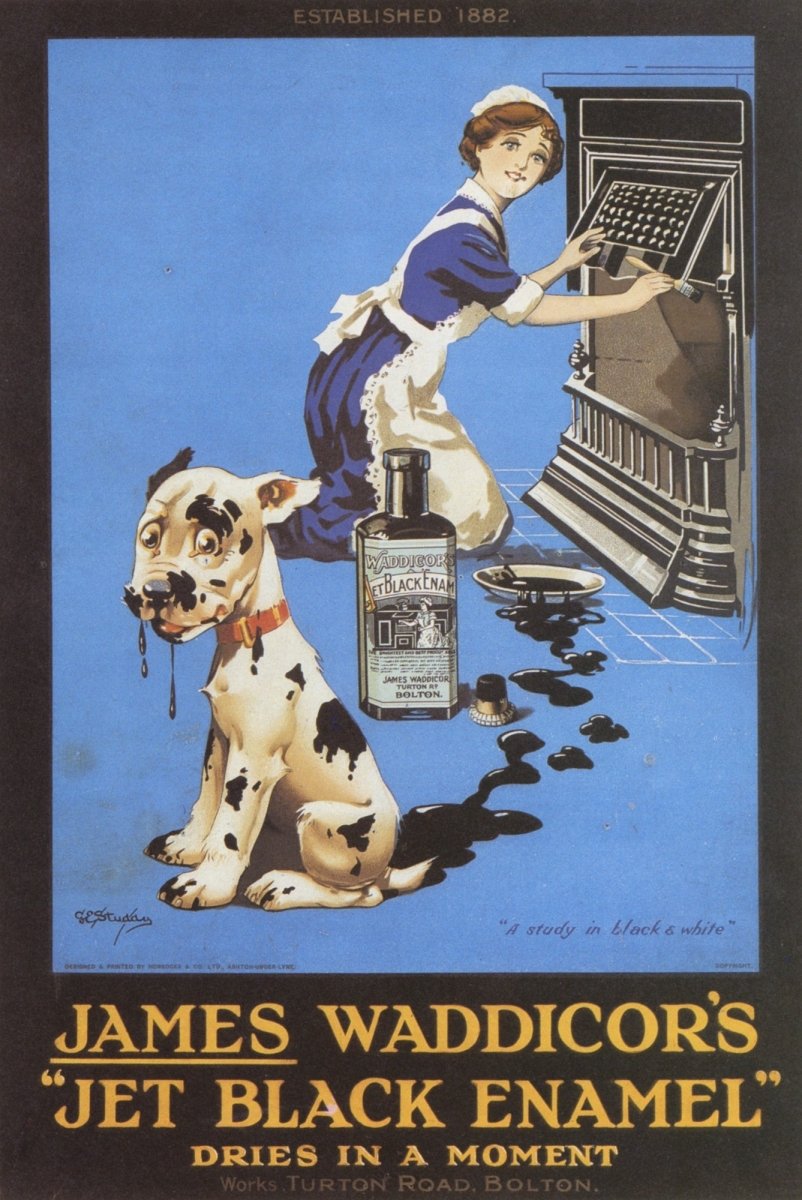 George Studdy - Ad for James Waddicor's Jet Black Enamel | Dimensions 4140 x 6192 pixels