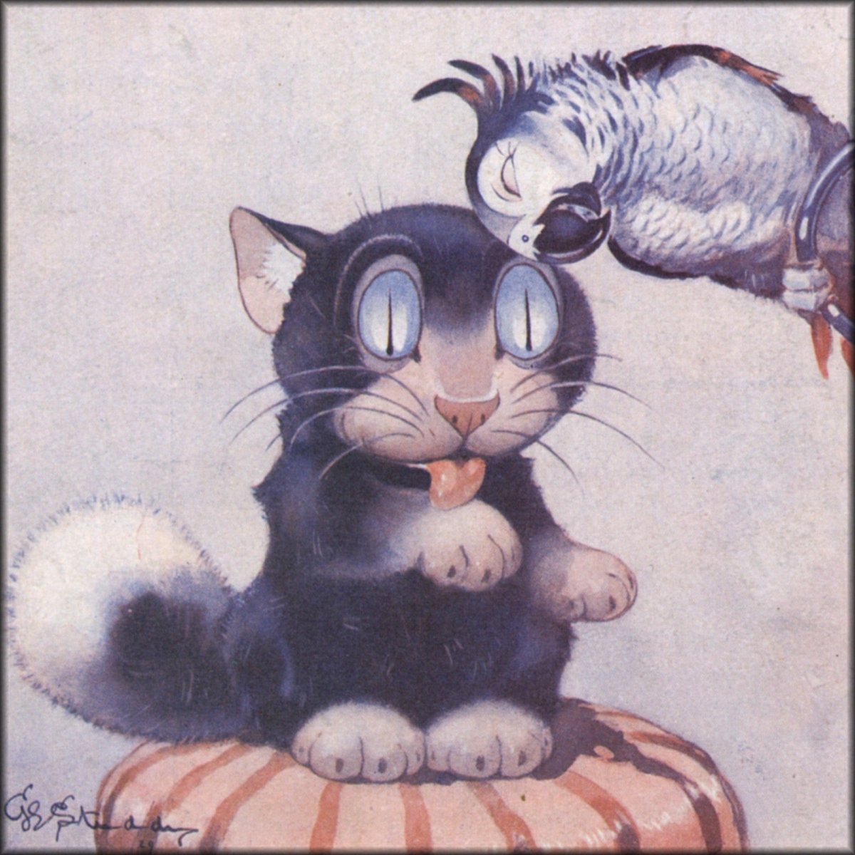 George Studdy - Ooloo the Cat up against the Beak, Sketch | Digital Download - 1 image