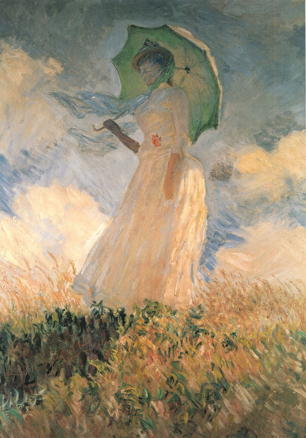 К Моне прогулка Камилла Моне с сыном Жаном женщина с зонтиком 1875
